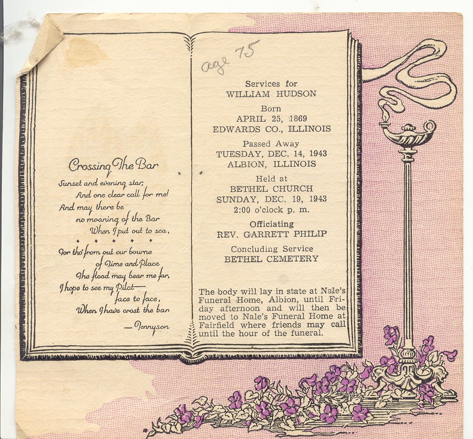 Photo of William Hudson funeral notice